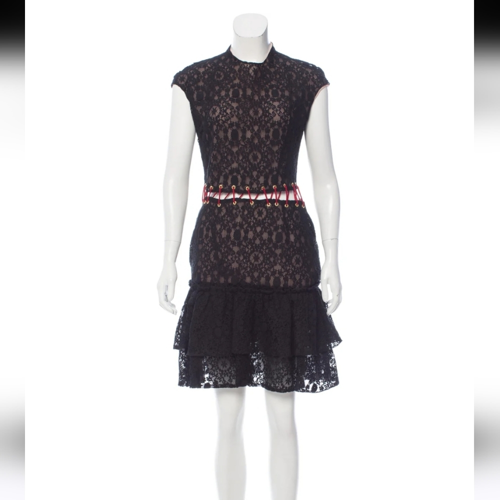 Sandra Mansour Lace Cut Out Dress